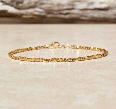 Facted metal beaded bracelet, 22k gold plated bracelet for women, Handmade jewelry